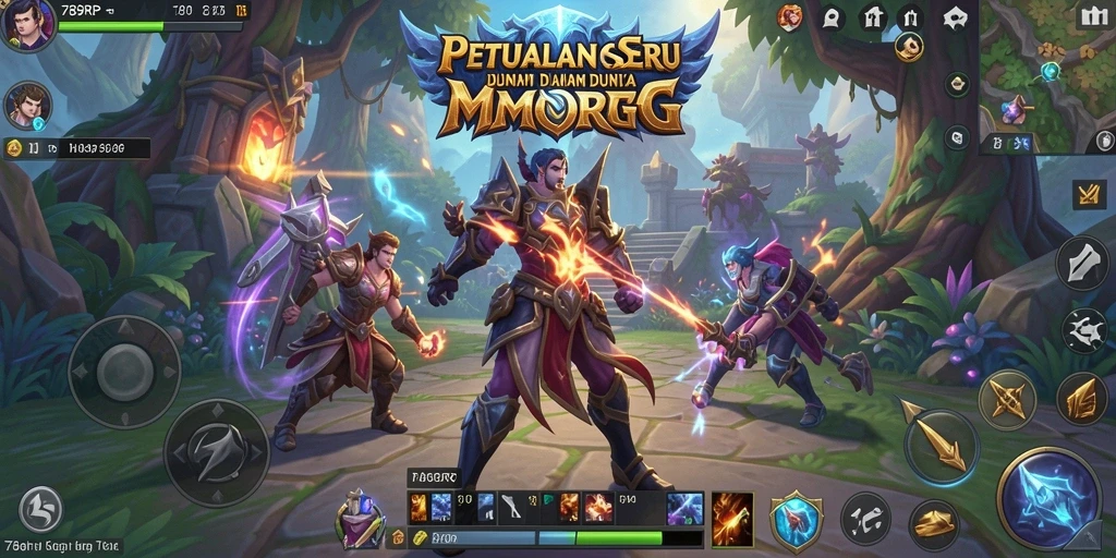 Screenshot menarik dari gameplay MMORPG 789RP dengan karakter dan monster.