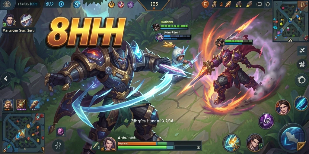 Tampilan gameplay dinamis dan pertarungan tim yang intens.