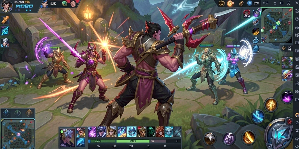 Tampilan gameplay seru dan strategis dalam 8ZK MOBA.