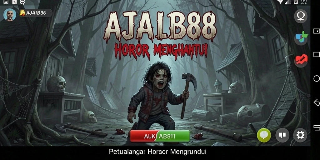 Screenshot menampilkan gameplay seram dan atmosfer horor yang intens.