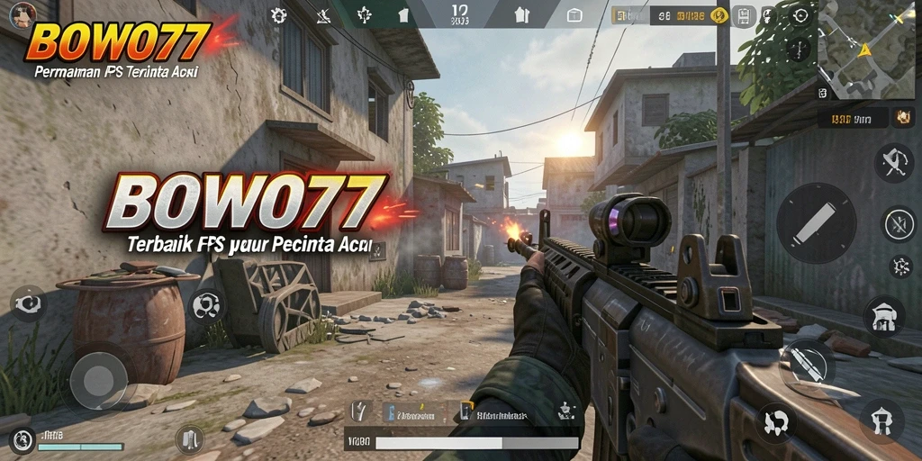 Tangkapan layar gameplay BOWO77 yang menampilkan aksi menembak yang intens.