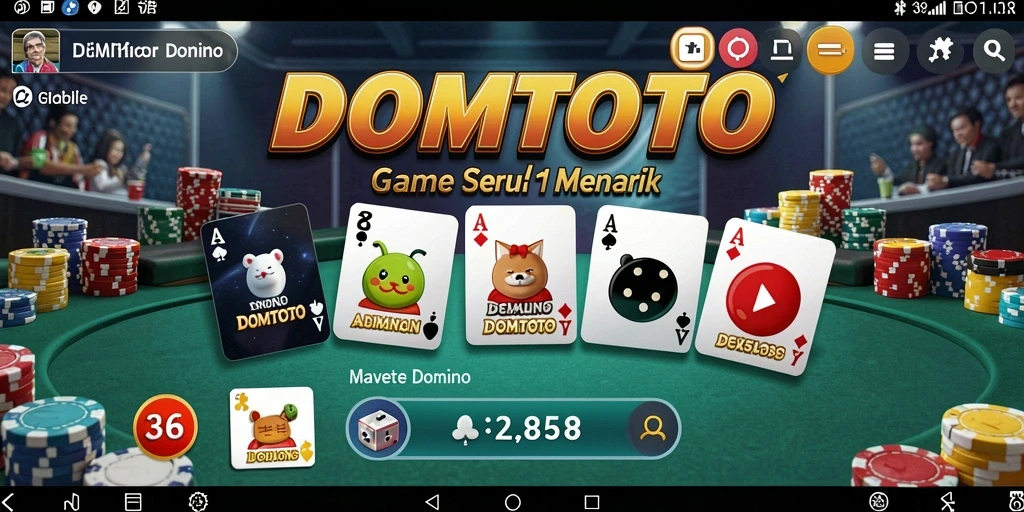 Tampilan seru dari gameplay DOMTOTO dengan teman-teman.