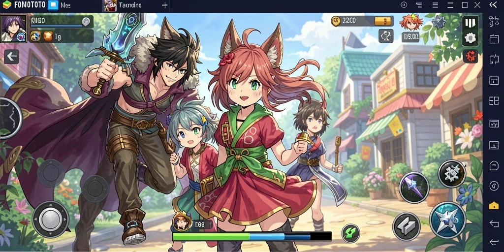 Tampilan gameplay FOMOTOTO dengan karakter Anime yang menakjubkan.