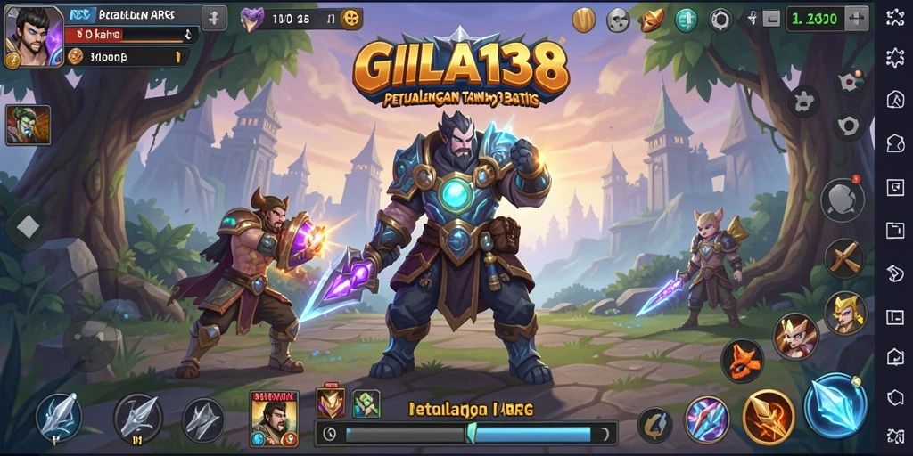 Tangkapan layar dari gameplay GILA138 menampilkan pertarungan epik di dunia fantasi.