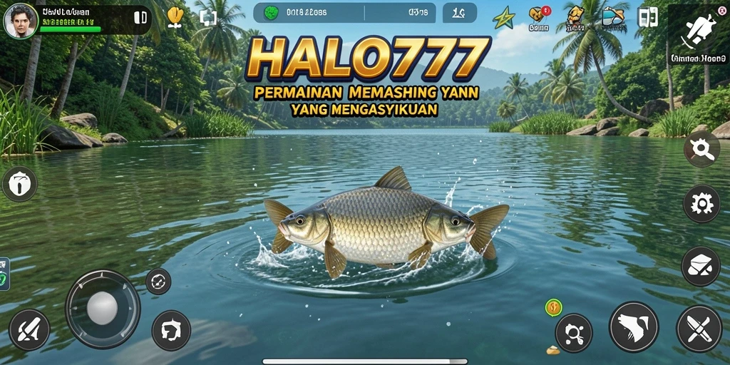 Tampilan gameplay HALO777 dengan suasana memancing yang realistis.