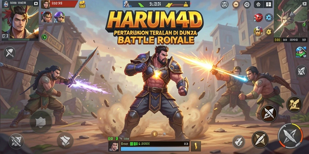 Gameplay menegangkan dalam pertarungan Battle Royale di HARUM4D.