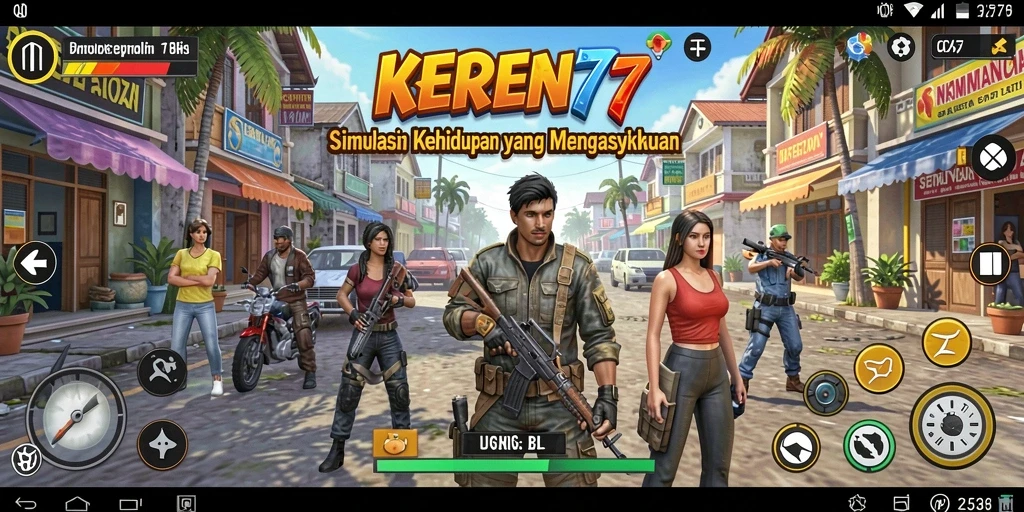 Screenshot gameplay KEREN77 menampilkan interaksi karakter yang dinamis.