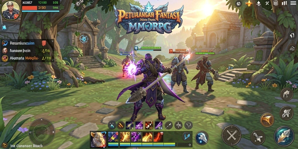 Screenshot gameplay KO857 yang menunjukkan aksi pertarungan seru di dunia MMORPG.