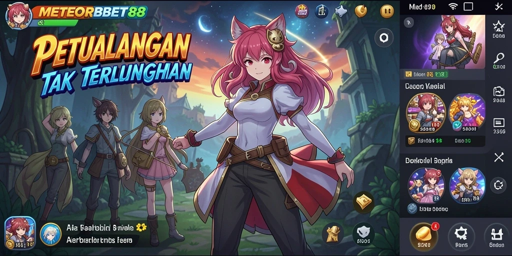 Tangkapan layar gameplay METEORBET88 menampilkan aksi karakter yang menawan.