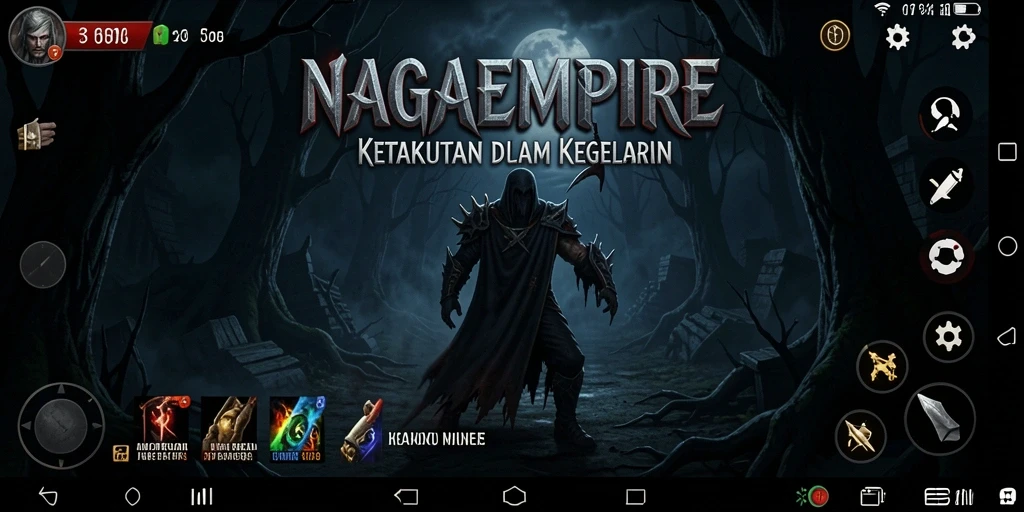 Tangkapan layar gameplay <strong>NAGAEMPIRE</strong> menampilkan suasana menegangkan dan kengerian.