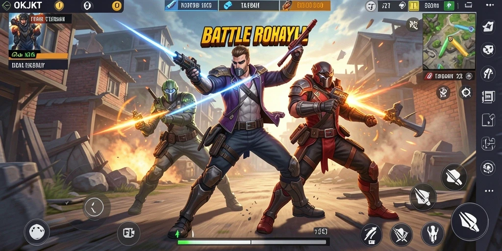 Tampilan gameplay seru di arena Battle Royale OKJKT.