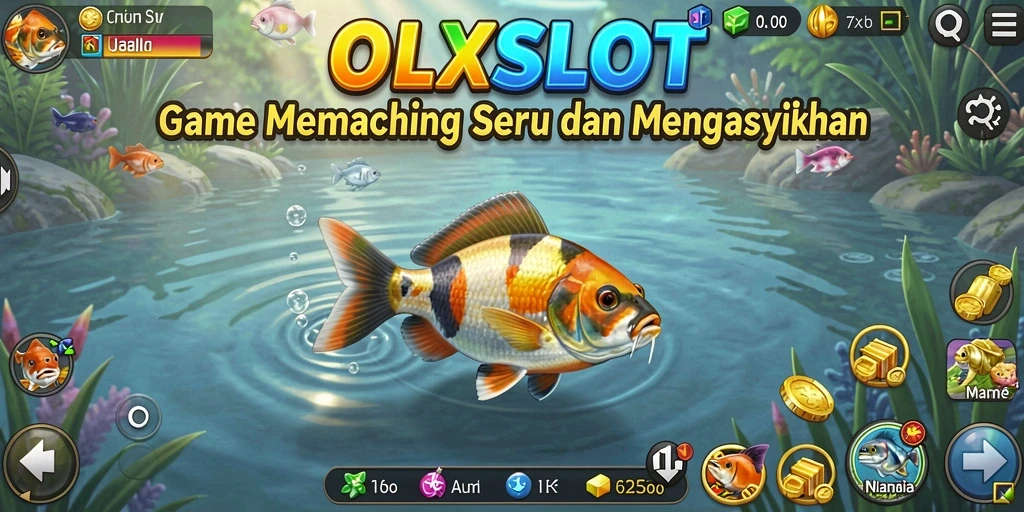 Tampilan gameplay seru dari OLXSLOT dengan aksi menangkap ikan.