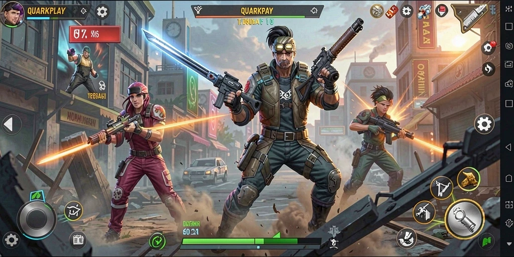 Tampilan gameplay dari QUARKPLAY yang mendebarkan dan penuh aksi.