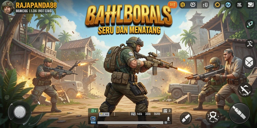 Tampilan gameplay seru di RAJAPANDA88 dengan aksi Battle Royale yang mendebarkan.