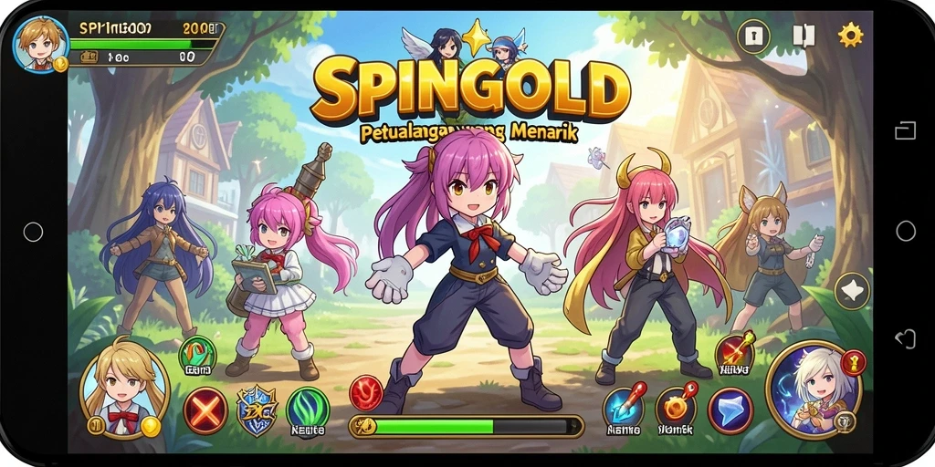 Tampilan gameplay SPINGOLD yang seru dan penuh warna.