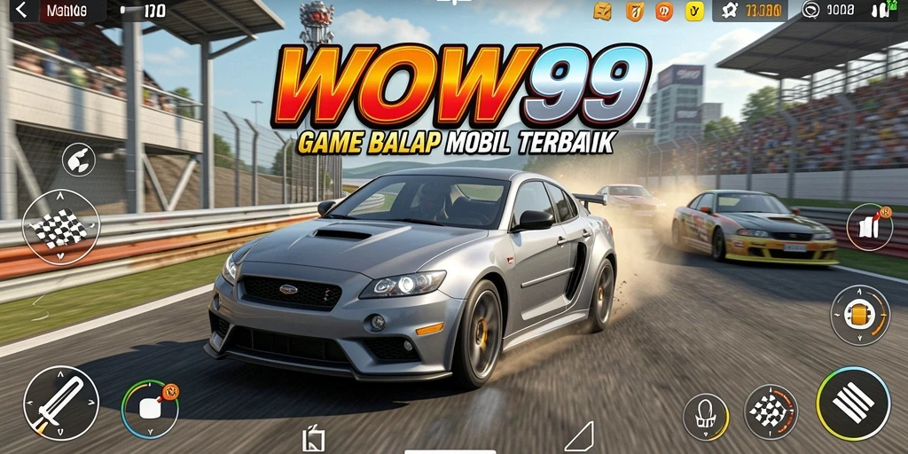 Tampilan utama gameplay balap dengan mobil cepat dan lintasan yang menantang.